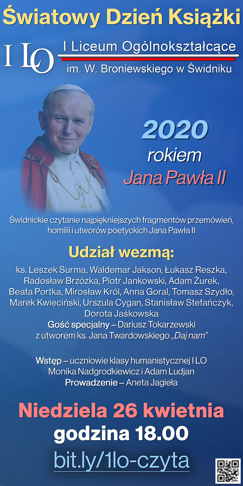 Świdnickie czytanie utworów Jana Pawła II w 1 LO