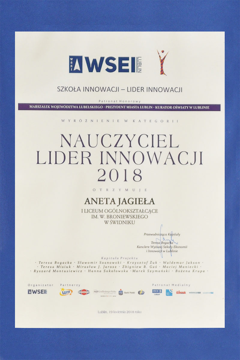 nauczyciel lider innowacji 2018